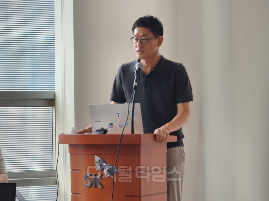 이재환 티맵모빌리티 CSO(최고전략책임자) 17일 서울 중구 삼화타워에서 열린 기자간담회에서 발언하고 있다. 윤선영 기자